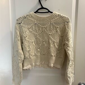Zara Cream Textured Knit Sweater